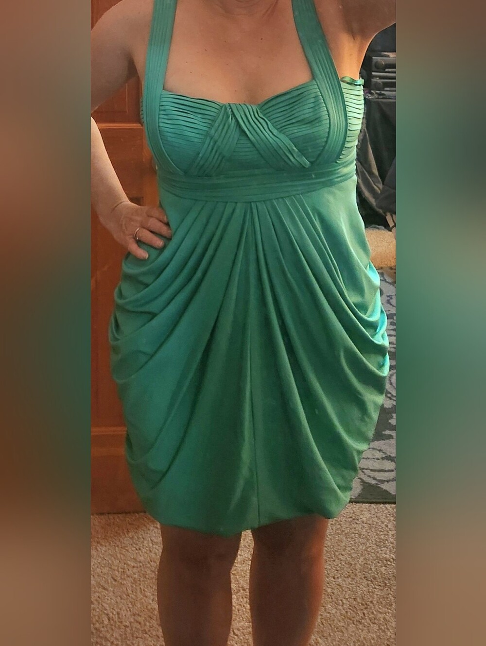 BCBG Green Gathered Dress Large